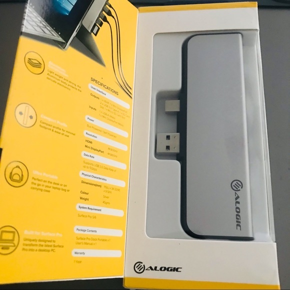 ALOGIC SURFACE PRO DOCK PORTABLE ULTRA SERIES SILVER - Picture 3 of 6